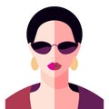 Confident young fashion woman avatar pop art half tone skin minimalist portrait vector flat