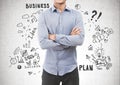 Confident young man, business plan Royalty Free Stock Photo