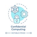Confidential computing soft blue concept icon Royalty Free Stock Photo