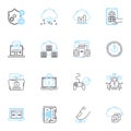 Confidential data linear icons set. Privacy, Encryption, Security, Access, Sensitive, Protection, Concealed line vector