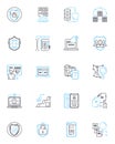 Confidential data linear icons set. Privacy, Encryption, Security, Access, Sensitive, Protection, Concealed line vector