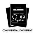 confidential document symbol icon, black vector sign with editable strokes, concept illustration Royalty Free Stock Photo