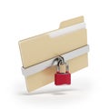 Confidential files. Padlock on folder