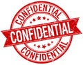 Confidential grunge retro red ribbon stamp