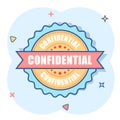 Confidential grunge rubber stamp. Vector illustration on white background. Business concept confidential secret stamp pictogram