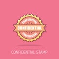 Confidential grunge rubber stamp. Vector illustration on white background. Business concept confidential secret stamp pictogram Royalty Free Stock Photo