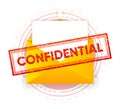 Confidential grunge stamp on email message. Red badge in shabby style. Vector illustration.