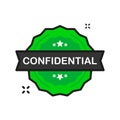 Confidential important badge green Stamp icon in flat style on white background. Vector illustration. Royalty Free Stock Photo