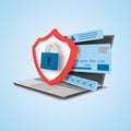 Confidential information protection concept. Credit card, personal data and software protection. Royalty Free Stock Photo