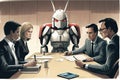 confidential meeting, where ceo discusses possibility of androids infiltrating the workforce