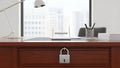 Confidential Office Desk with Locked Drawer - Data Security Concept Royalty Free Stock Photo