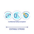 Confidential safety complaint concept icon