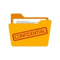 Confidential stamp on folder isolated on a white background. Vector. Royalty Free Stock Photo