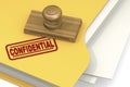 Confidential stamp with yellow folder Royalty Free Stock Photo