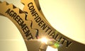 Confidentiality Agreement Concept. Golden Cog Gears. 3D.