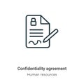 Confidentiality agreement outline vector icon. Thin line black confidentiality agreement icon, flat vector simple element