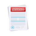 Confidentiality agreement paper document, file. Vector stock illustration. Royalty Free Stock Photo