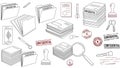 Confidentiality and Data Security Line Art Icons Set Royalty Free Stock Photo