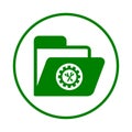 Configuration, folder, settings icon. Green vector design