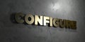 Configure - Gold text on black background - 3D rendered royalty free stock picture