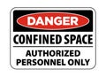 Danger confined space, permit required, do not enter sign warning vector eps10