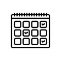 Black line icon for Confirm, calendar and homologate