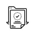 Black line icon for Confirm, ratify and online Royalty Free Stock Photo