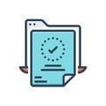 Color illustration icon for Confirm, ratify and paper Royalty Free Stock Photo