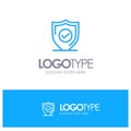 Confirm, Protection, Security, Secure Blue Outline Logo Place for Tagline