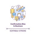 Confirmation bias in business concept icon