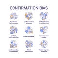 Confirmation bias concept icons set