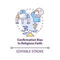 Confirmation bias in religious faith concept icon