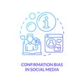 Confirmation bias in social media blue gradient concept icon