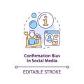 Confirmation bias in social media concept icon