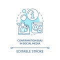 Confirmation bias in social media turquoise concept icon