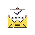 Confirmation email line icon. Isolated vector element.