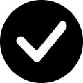 Confirmation icon in black and white colors, checkmark, confirmation button Royalty Free Stock Photo