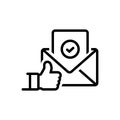 Black line icon for Confirmation, vindication and okay Royalty Free Stock Photo