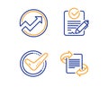 Confirmed, Audit and Rfp icons set. Marketing sign. Accepted message, Arrow graph, Request for proposal. Vector