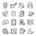 Confirmed line icon set document and communication