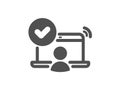 Confirmed online access icon. Approved notebook sign. Vector