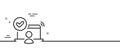 Confirmed online access line icon. Approved notebook sign. Minimal line pattern banner. Vector