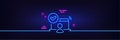 Confirmed online access line icon. Approved notebook sign. Neon light glow effect. Vector