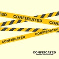 Confiscation yellow ribbon. Ban template. Landing page confiscated