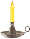 Conflagrant candle is in a candlestick Royalty Free Stock Photo