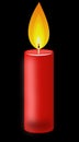 Conflagrant candle of red color on a black background