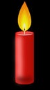 Conflagrant candle of red color on a black background Royalty Free Stock Photo