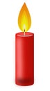 Conflagrant candle of red color on a white background Royalty Free Stock Photo