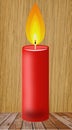 Conflagrant candle of red color