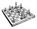 Chess figures. Vector pen drawing Royalty Free Stock Photo